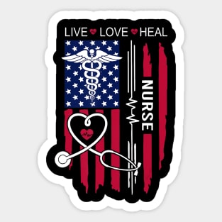 American Flag Nurse Day S, Week Nurse, Nurse's Day Sticker